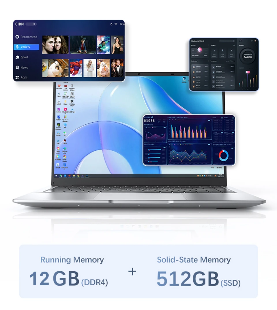 PC portable Windows 11 Pro, Laptop 12 Go RAM pas cher, Ordinateur portable étudiant 2026, PC bureautique rapide SSD, Laptop 15 pouces Full HD – Image 17