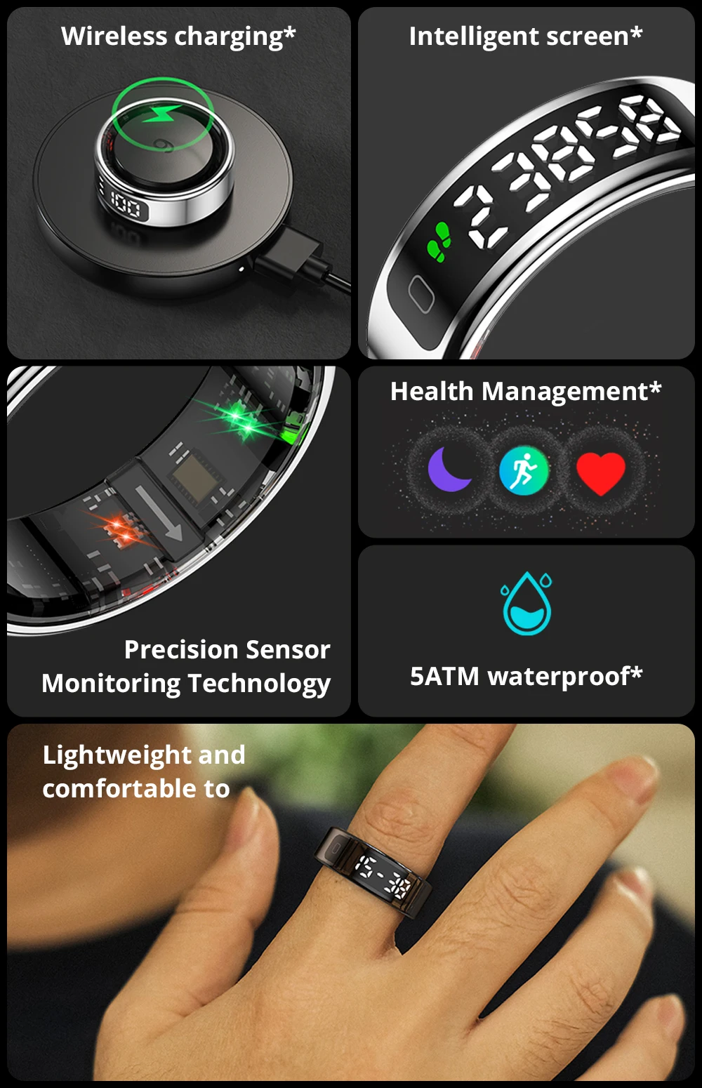 Bague connectée 2026, Smart Ring avec écran, COLMI R12 France, Suivi de santé bague, Alternative Oura Ring avec écran – Image 11