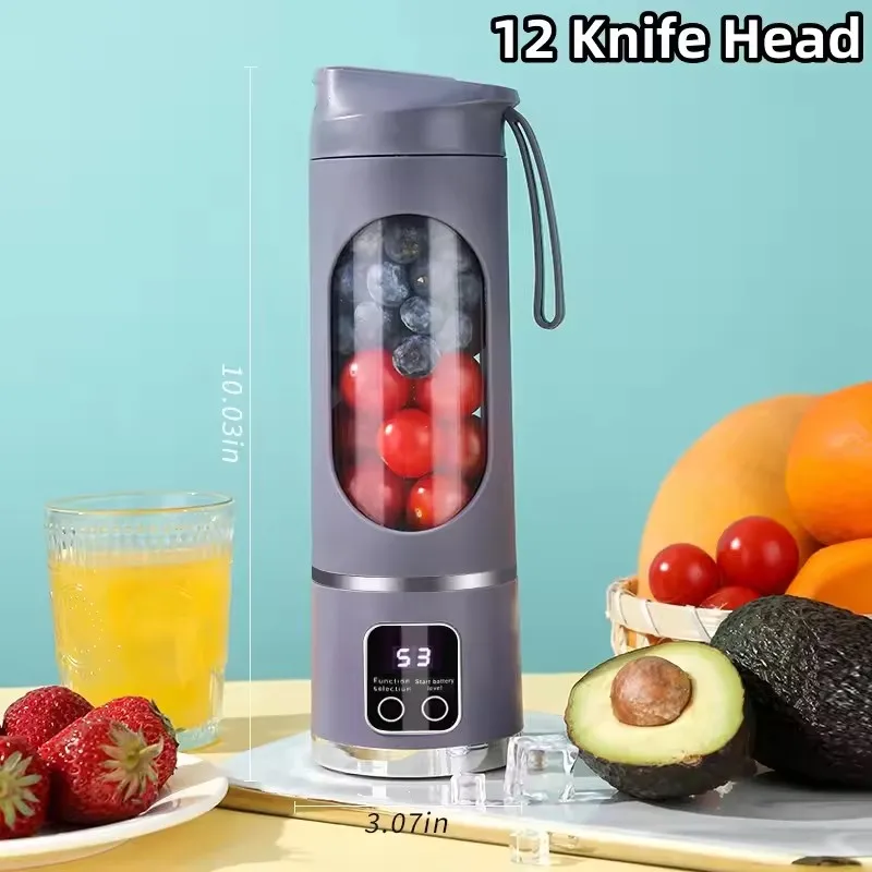 Mini presse-agrumes 2025, Blender portable glace pilée, Mixeur smoothie USB-C, Extracteur de jus affichage numérique, Cadeau bien-être 2026 – Image 9