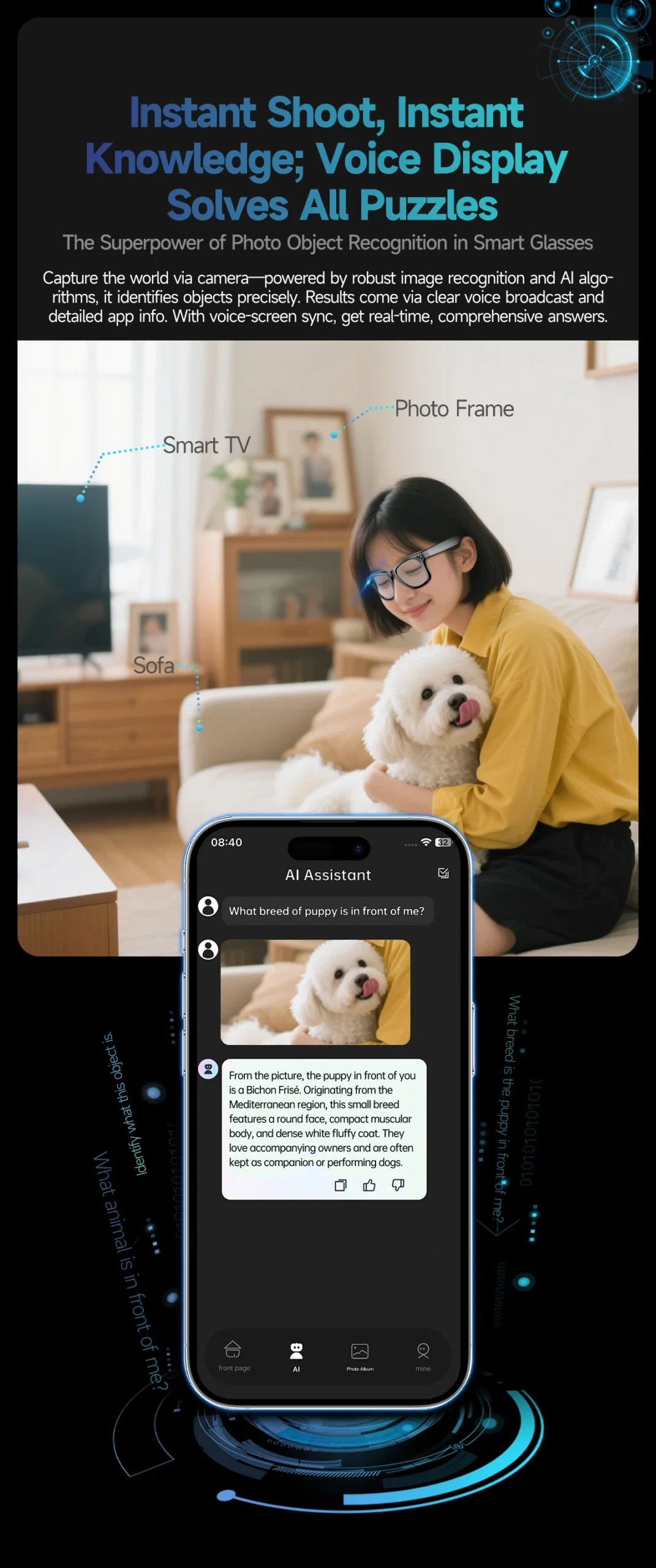 Lunettes caméra 8MP, Lunettes traducteur AI, Smart Glasses Bluetooth 2026, Lunettes de soleil connectées, Gadget voyage intelligent – Image 21