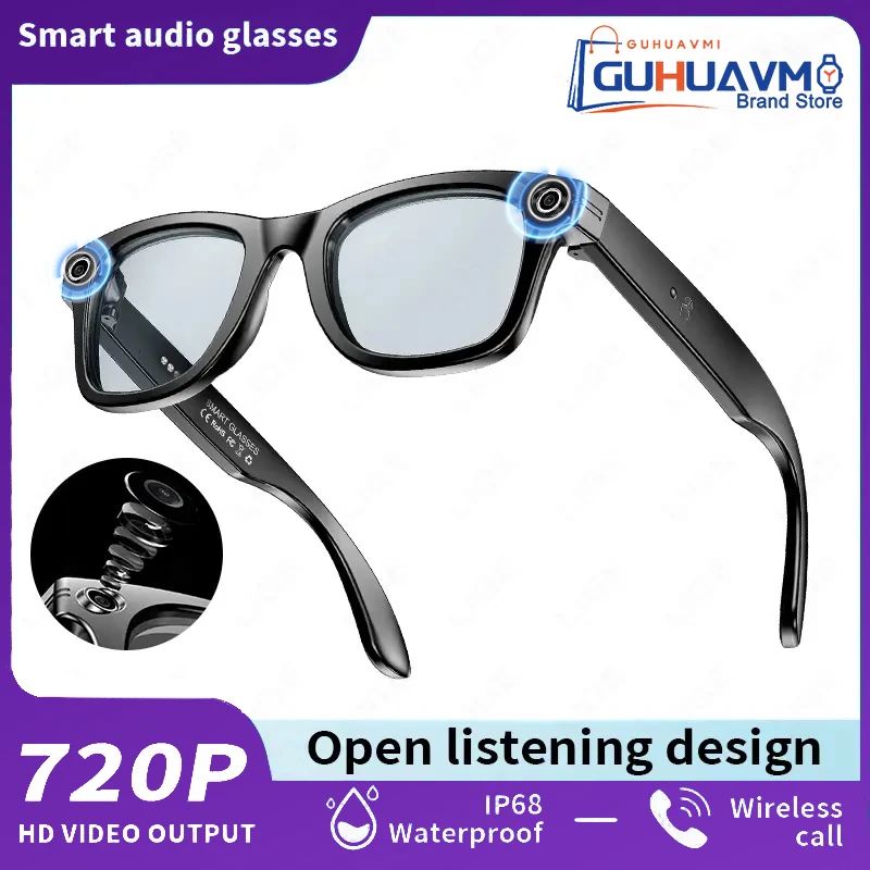 Lunettes caméra 8MP, Lunettes traducteur AI, Smart Glasses Bluetooth 2026, Lunettes de soleil connectées, Gadget voyage intelligent – Image 9