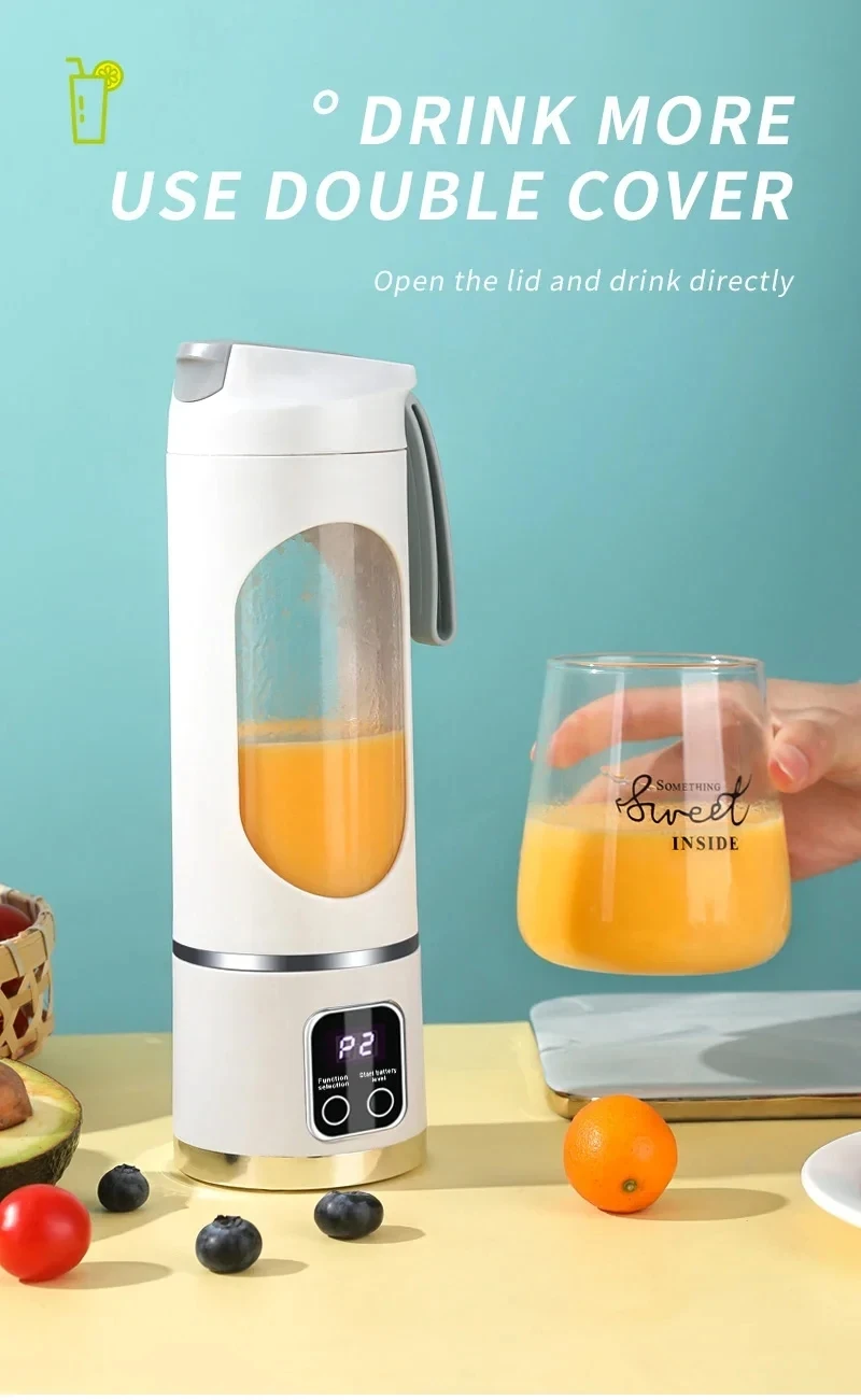 Mini presse-agrumes 2025, Blender portable glace pilée, Mixeur smoothie USB-C, Extracteur de jus affichage numérique, Cadeau bien-être 2026 – Image 17