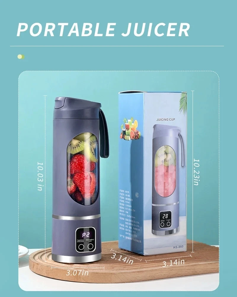 Mini presse-agrumes 2025, Blender portable glace pilée, Mixeur smoothie USB-C, Extracteur de jus affichage numérique, Cadeau bien-être 2026 – Image 21