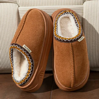 Chaussons d’hiver pour femmes, bottes à la mode avec fourrure douce, semelle antidérapante, confortables pour l’intérieur et l’extérieur, chaussons en peluche pour couples.