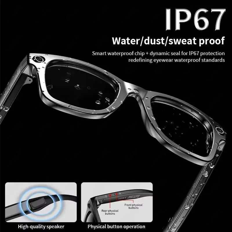 Lunettes caméra 8MP, Lunettes traducteur AI, Smart Glasses Bluetooth 2026, Lunettes de soleil connectées, Gadget voyage intelligent – Image 6