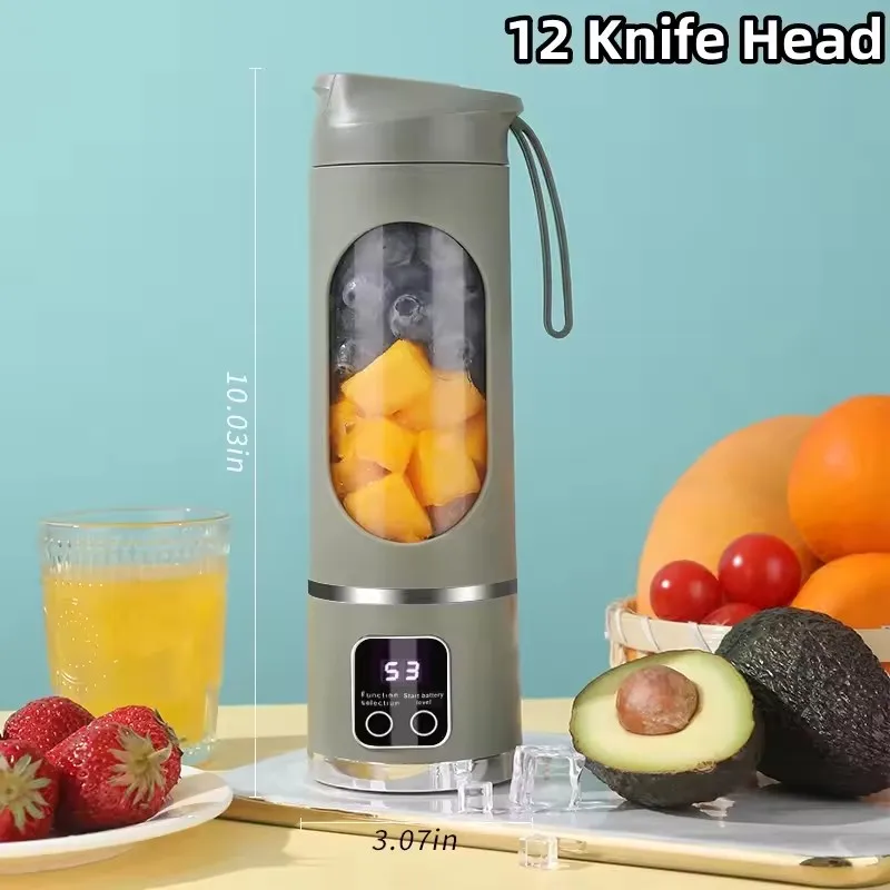 Mini presse-agrumes 2025, Blender portable glace pilée, Mixeur smoothie USB-C, Extracteur de jus affichage numérique, Cadeau bien-être 2026 – Image 7