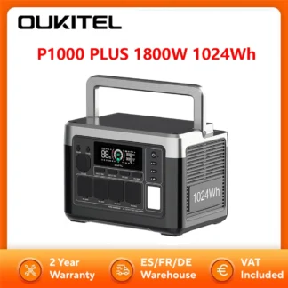 Oukitel P1000 Plus France, Batterie LiFePO4 1000Wh, Générateur solaire 1800W, Centrale électrique portable camping, Batterie de secours maison