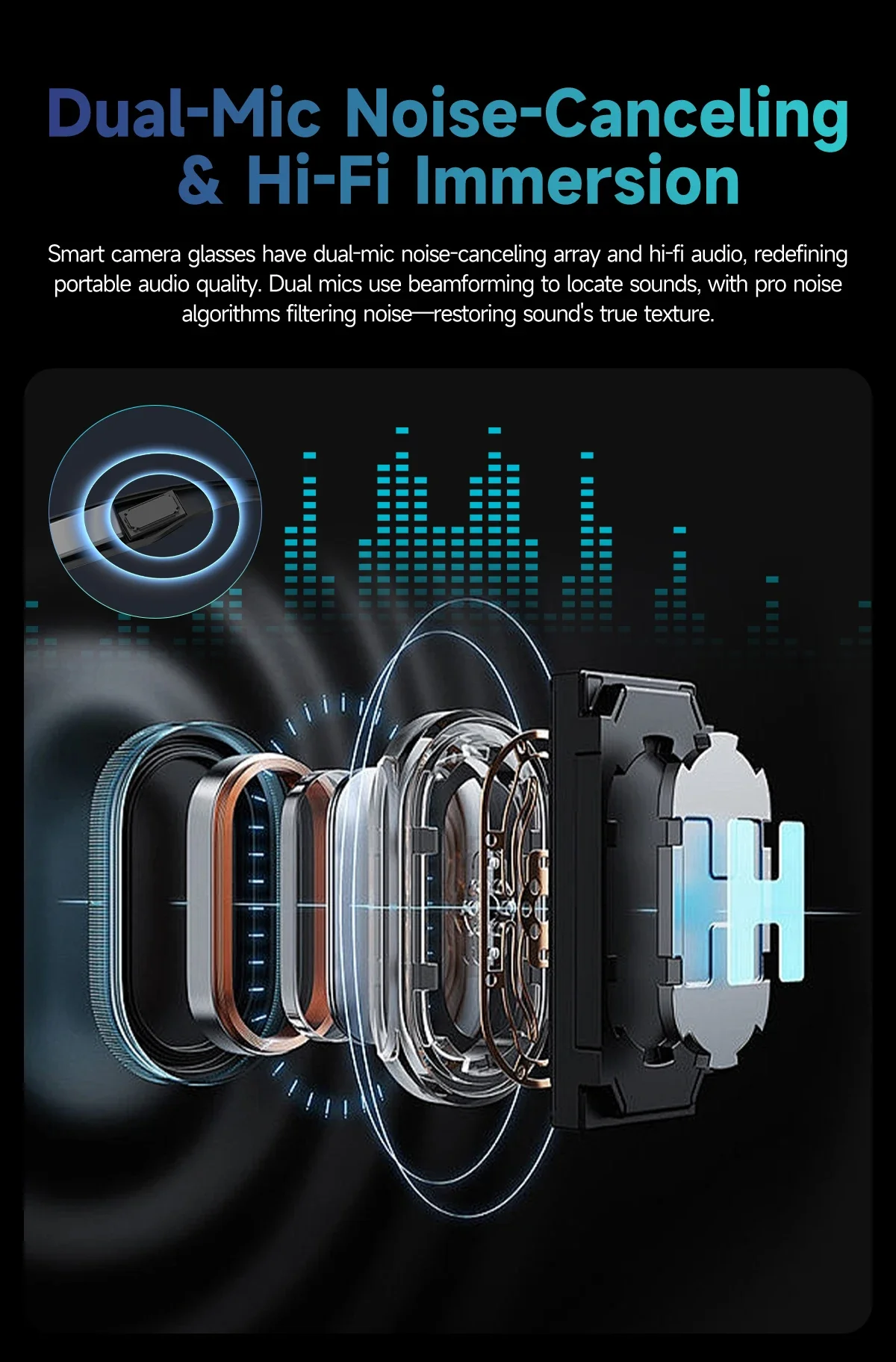 Lunettes caméra 8MP, Lunettes traducteur AI, Smart Glasses Bluetooth 2026, Lunettes de soleil connectées, Gadget voyage intelligent – Image 27