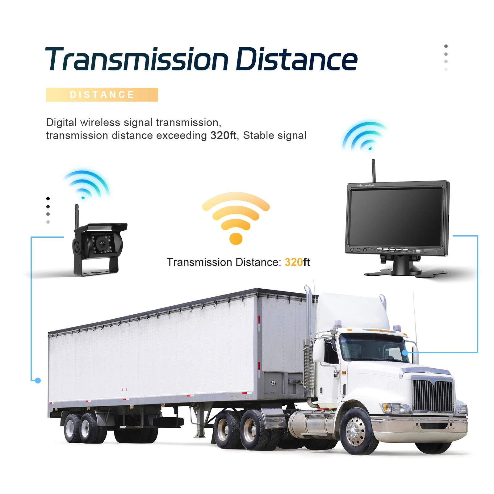 Caméra de recul sans fil camion, Système BSD angle mort, Caméra de recul camping-car, Écran IPS 7 pouces voiture, Leekooluu sans fil – Image 2