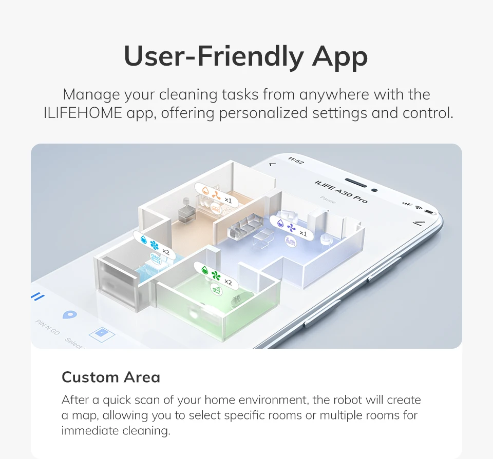 ILIFE A30 Pro | Aspirateur Robot 2-en-1 avec Station de Vidage Auto | 5000Pa | LiDAR | Autonomie 180 min – Image 18