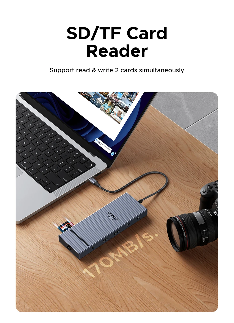 Hub USB-C 4K 60Hz, Adaptateur MacBook Pro M3, Station d'accueil USB-C PD100W, Répartiteur Type C HDMI, Lecteur carte SD USB-C – Image 33