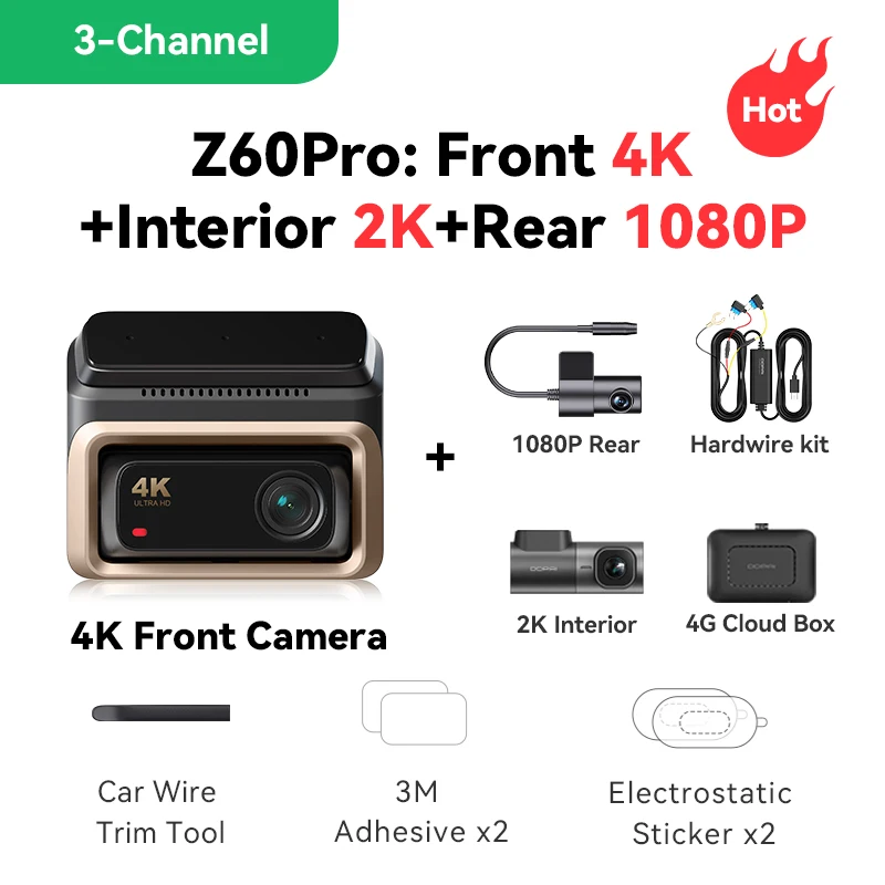 Dashcam 4K Sony Starvis 2, DDPAI Z60 Pro France, Caméra de voiture 4G, Meilleure Dashcam 2025, Vidéo protection voiture – Image 7