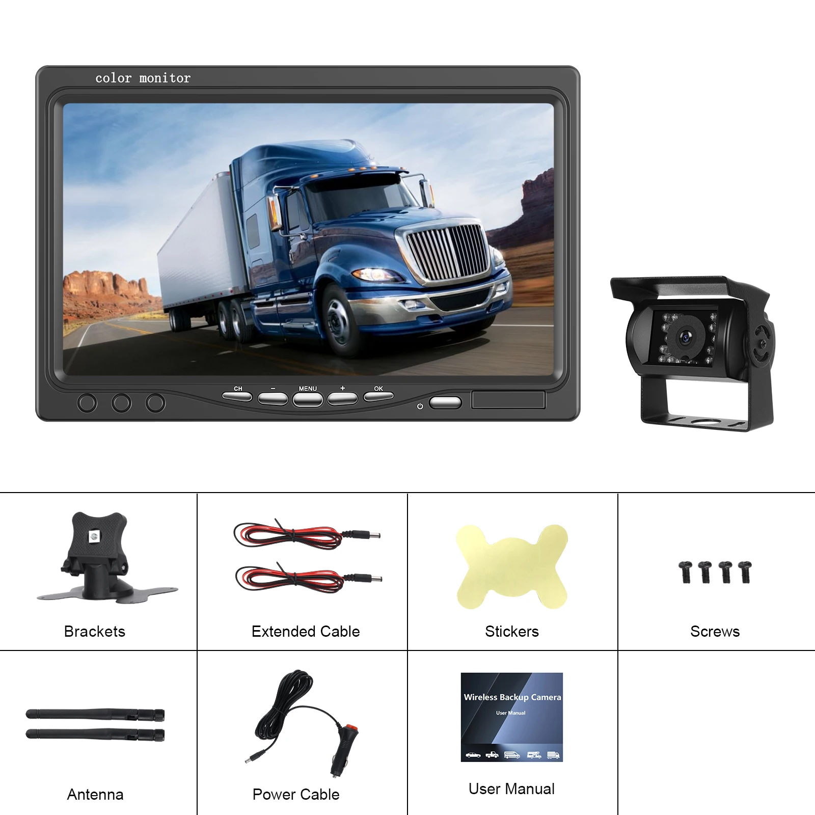 Caméra de recul sans fil camion, Système BSD angle mort, Caméra de recul camping-car, Écran IPS 7 pouces voiture, Leekooluu sans fil – Image 21