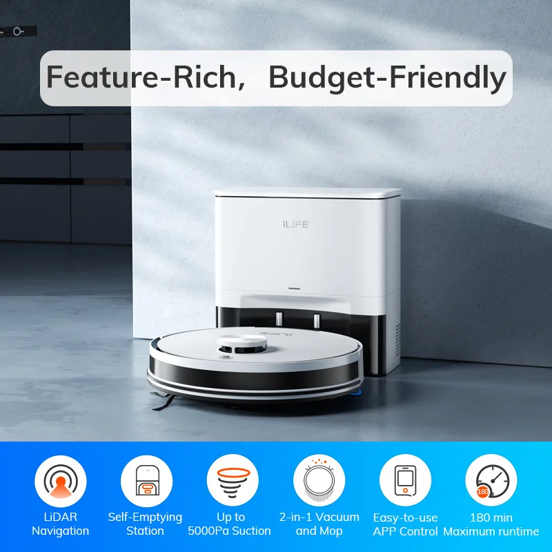 ILIFE A30 Pro | Aspirateur Robot 2-en-1 avec Station de Vidage Auto | 5000Pa | LiDAR | Autonomie 180 min – Image 2