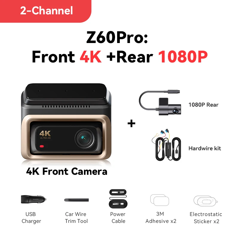 DDPAI Z60 Pro 4K Dash Cam | Capteur Sony STARVIS 2 IMX678 | Vision Nocturne IA | ADAS 2.0 & 4G Cloud – Image 9