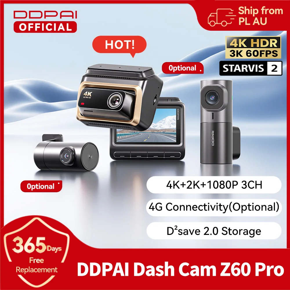 DDPAI Z60 Pro 4K Dash Cam | Capteur Sony STARVIS 2 IMX678 | Vision Nocturne IA | ADAS 2.0 & 4G Cloud