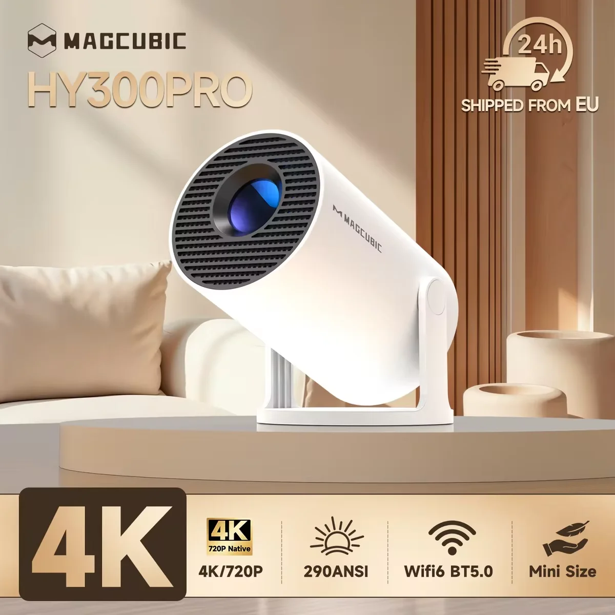 Vidéoprojecteur portable 4K, Mini projecteur Android 11, Projecteur HY300 Pro France, Cinéma au plafond, Projecteur WiFi 6 pas cher