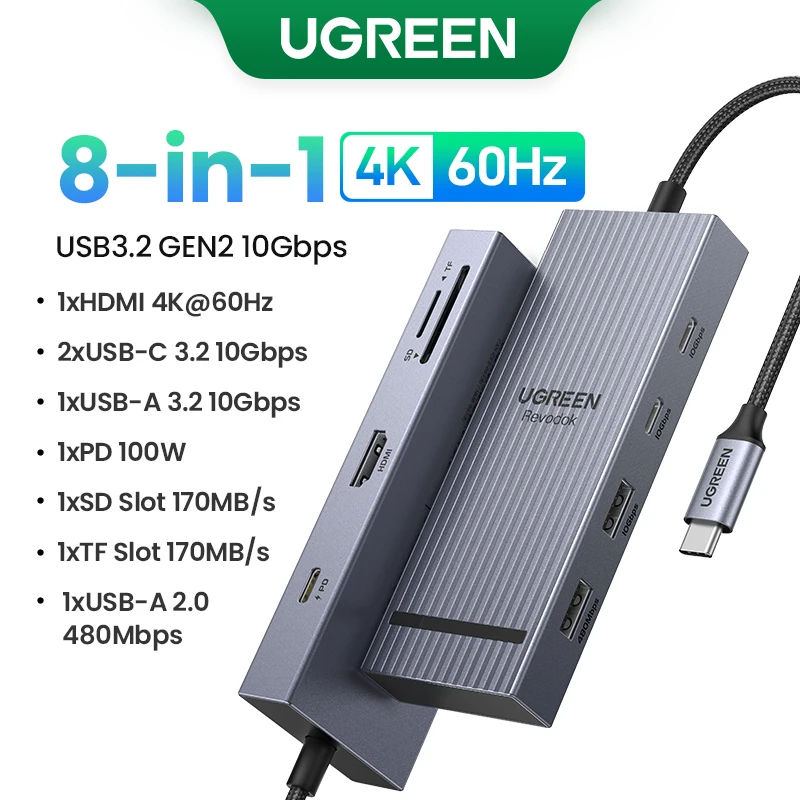 Hub USB-C 4K 60Hz, Adaptateur MacBook Pro M3, Station d'accueil USB-C PD100W, Répartiteur Type C HDMI, Lecteur carte SD USB-C – Image 12