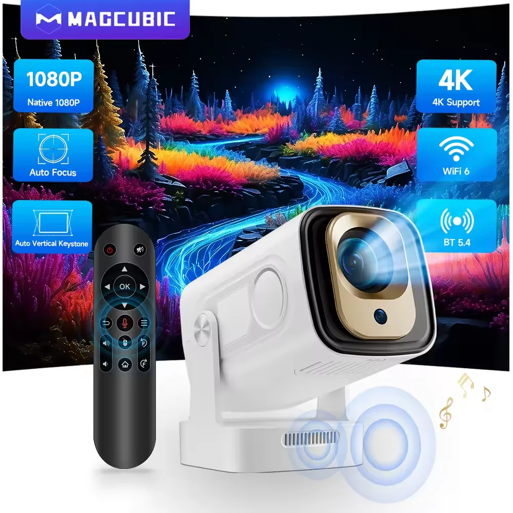 Magcubic HY310 1080P, Projecteur Auto-Focus, Vidéoprojecteur WiFi 6 Bluetooth 5.4, Cinéma maison Full HD, Projecteur avec télécommande vocale