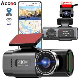 Dash cam 4K voiture, Enregistreur DVR Wi-Fi, Caméra de recul GPS, Surveillance parking 24h, Meilleure dashcam vision nocturne