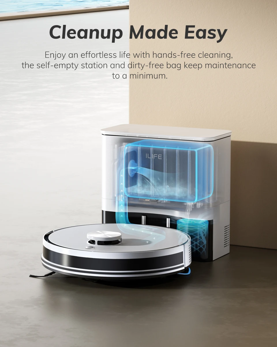 ILIFE A30 Pro | Aspirateur Robot 2-en-1 avec Station de Vidage Auto | 5000Pa | LiDAR | Autonomie 180 min – Image 10